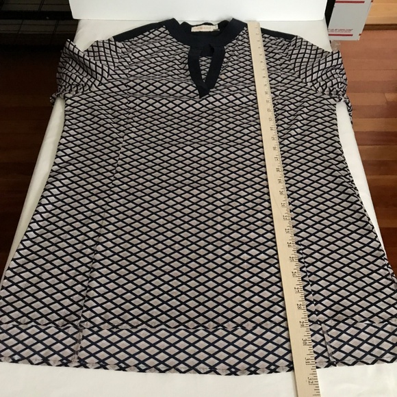 TORY BURCH Velda Tunic Silk Long Sleeve Blouse Black Tan Women’s Plus Size 14 - Picture 11 of 16